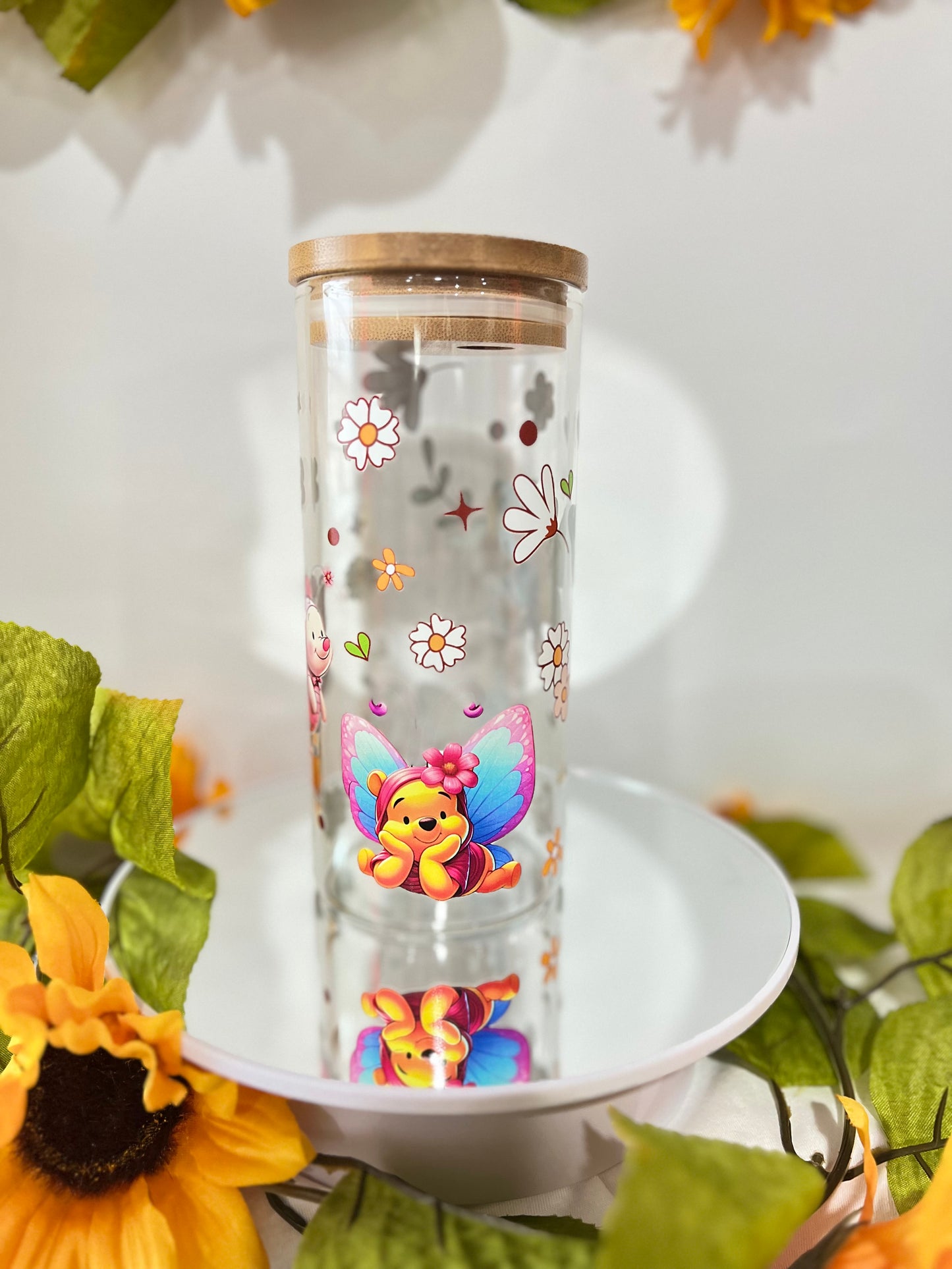 Butterfly Friends Libby Cup with Bamboo lid (20 Oz) and glass straw!