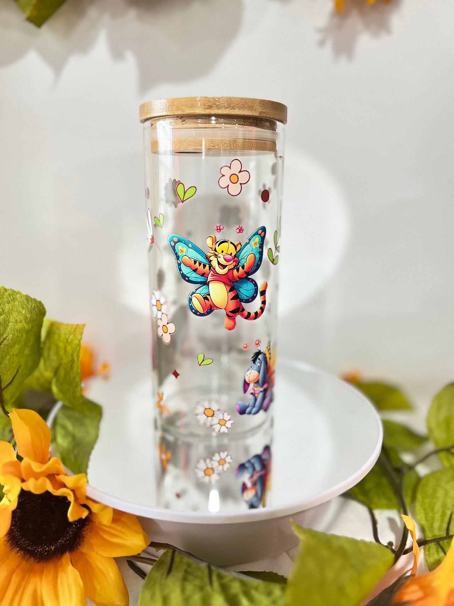 Butterfly Friends Libby Cup with Bamboo lid (20 Oz) and glass straw!