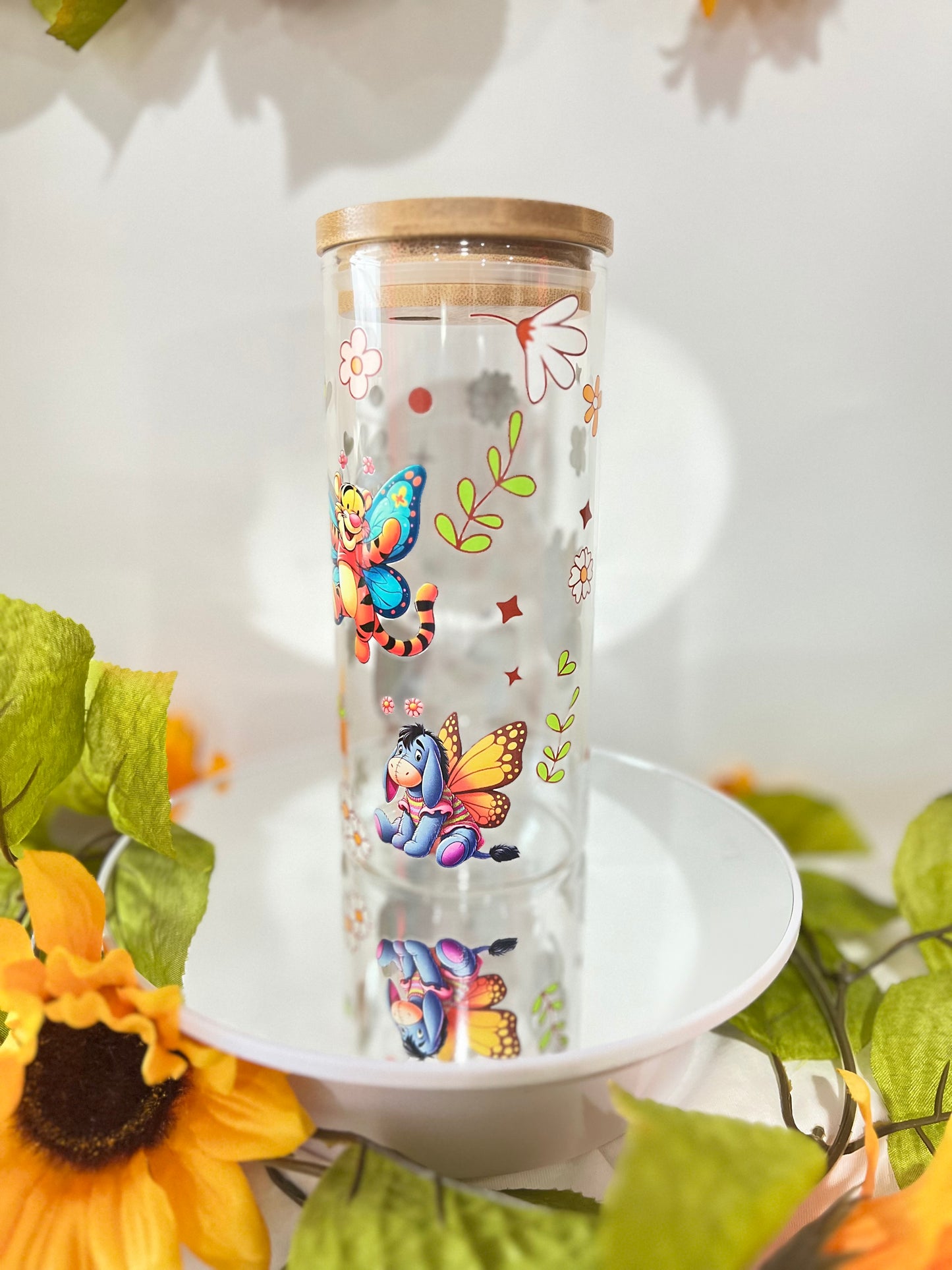 Butterfly Friends Libby Cup with Bamboo lid (20 Oz) and glass straw!