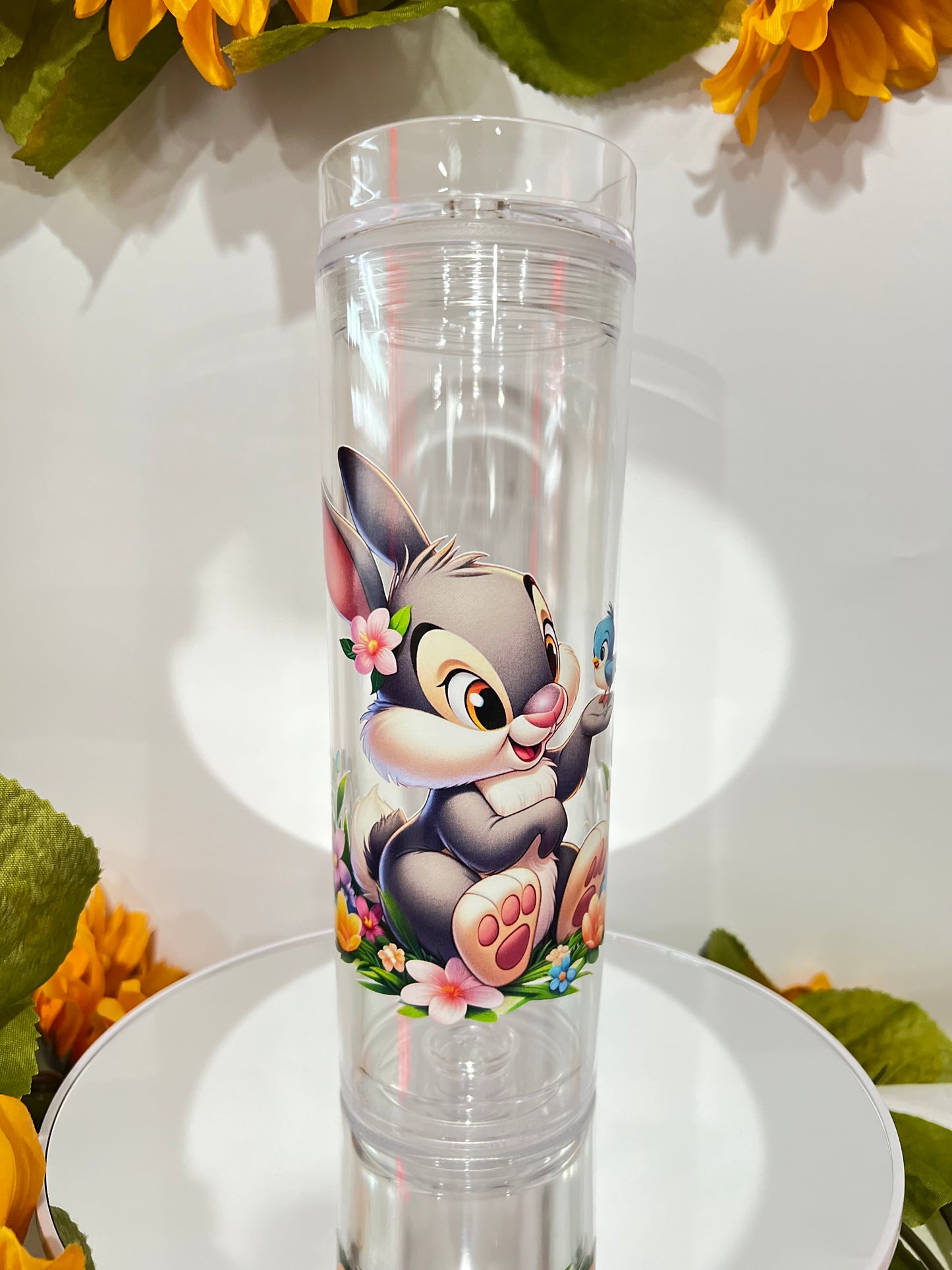 Thumper Skinny Clear Tumbler with with lid and Straw (16 Oz)