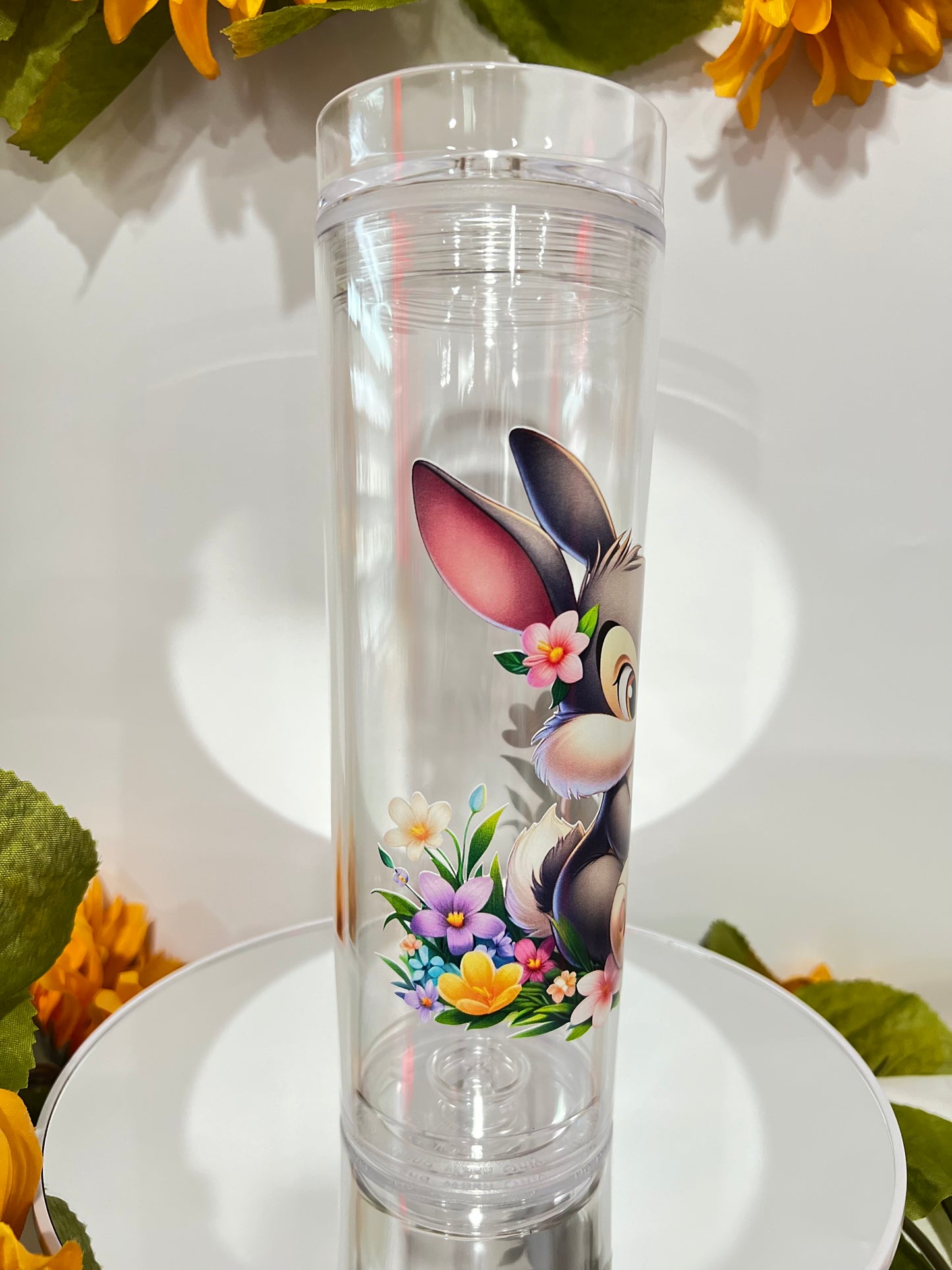 Thumper Skinny Clear Tumbler with with lid and Straw (16 Oz)