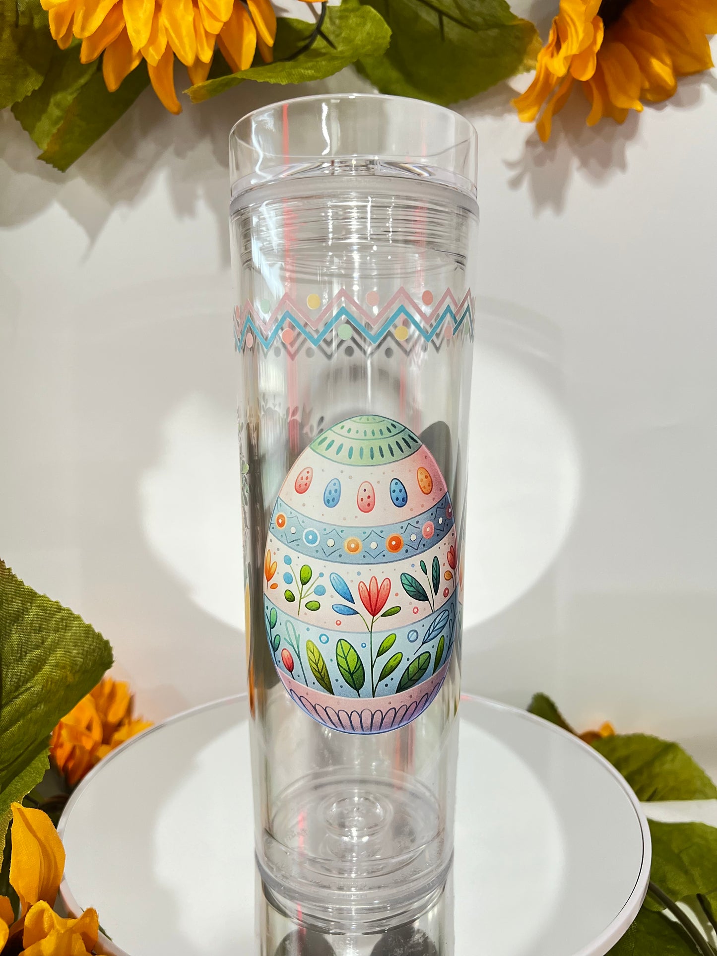 Easter Baby Lion Skinny Clear Tumbler with with lid and Straw (16 Oz)