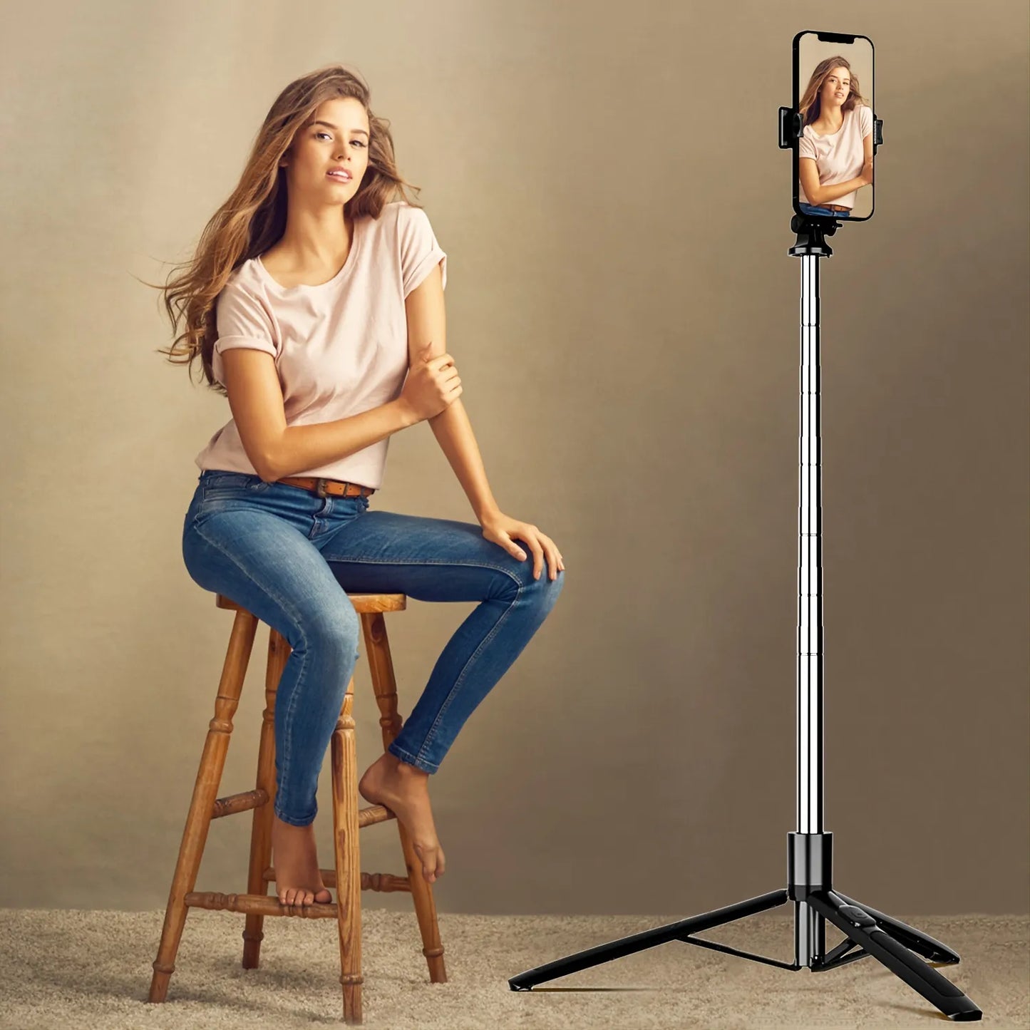 Wireless Selfie Stick Foldable Phone Stand Portable Retractable Tripod Phone Mount Monopod For IPhone, Xiaomi, Huawei.